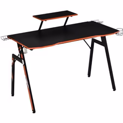 Bureau gaming HOMCOM - Rouge Noir - Plateau Texture Carbone - Étagère Écran