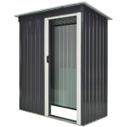 Outsunny - Abri de jardin - remise pour outils - cabanon porte coulissante - dim. 163L x 89l x 182H cm - tôle d'acier noir blanc