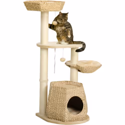 Description générale Ce splendide arbre à chats au style cosy chic, mélangeant des revêtements en quenouille tressée, sisal n ...