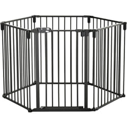 Barrière de sécurité - parc enclos chien modulable pliable - porte verrouillable - 6 panneaux acier et pp - dim. 362,5L max. x 76H cm noir - Pawhut