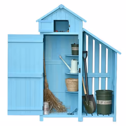 Outsunny Armoire abri de Jardin Remise pour Outils 3 étagères 2 Portes loquets + Range-bûches Toit Pente bitumé Bois Sapin tr ...