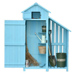 Outsunny Armoire abri de Jardin Remise pour Outils 3 étagères 2 Portes loquets + Range-bûches Toit Pente bitumé Bois Sapin traité