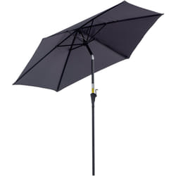 Outsunny - Parasol inclinable de jardin balcon terrasse manivelle toile polyester imperméabilisée haute densité 180 g/m² Ø2,7 x 2,35H m alu gris