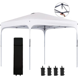 Tonnelle barnum automatique pop-up dim. 2,53L x 2,53l x 2,68H m hauteur réglable nombreux accessoires inclus acier oxford blanc