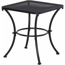 Table basse carrée bistro de jardin dim. 45L x 45l x 50H cm piètement arqué plateau maillé métal époxy anticorrosion noir