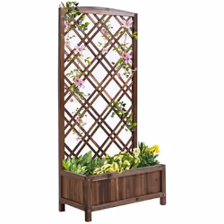 Jardinière avec treillis - bac à fleurs - jardinière sur pied - dim. 60L x 30l x 122H cm bois sapin traité carbonisation