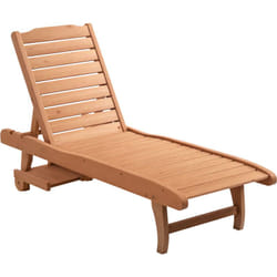 Outsunny - Bain de soleil transat style colonial dossier réglable 3 positions roulettes tablette support bois sapin pré-huilé