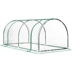 Outsunny - Serre de jardin tunnel serre à tomates dim. 2L x 1l x 0,8H m 2 portes zippées bâche pvc transparent acier époxy vert