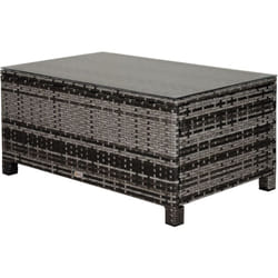 Outsunny - Table basse de jardin plateau verre trempé 5 mm rotin tressé 85 x 50 x 39 cm Max. 70 Kg gris