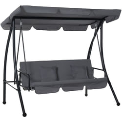 Outsunny - Balancelle de jardin convertible 3 places grand confort inclinaison toit réglable matelas fourni 2L x 1,25l x 1,7H m métal polyester noir