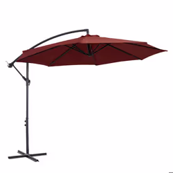 Parasol déporté octogonal inclinable manivelle pied acier Ø 3 x 2,5H m bordeaux