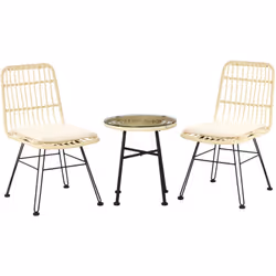 Aimez-vous vivre la nature ? Alors optez pour ce magnifique ensemble bistro de jardin 2 places fabriqué en résine tressée asp ...