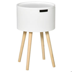 HOMCOM Table basse table de chevet avec compartiment de rangement bout de canapé table dappoint design scandinave bois de pin blanc