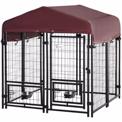 Description générale Ce chenil PawHut d'extérieur en acier pour chiens ou autres animaux permet à votre animal de profiter d' ...