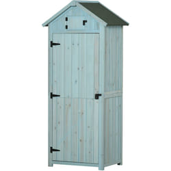 Outsunny - Armoire abri de jardin remise pour outils 3 étagères 2 portes loquets toit pente bitumé 77L x 54l x 179H cm sapin traité bleu