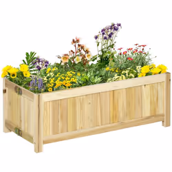 Jardinière sur pied pliable bac à fleurs dim. 70L x 30l x 25H cm corps aspect lattes bois sapin pré-huilé