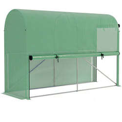 Outsunny - Serre de jardin serre à tomates dim. 3L x 1l x 2H m porte zippée déroulante 2 fenêtres latérales enroulables acier pe haute densité vert