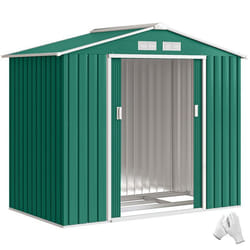 Abri de jardin - Outsunny - 242 m² remise outils kit fondation porte verrouillable - acier - 213x130x185cm - vert