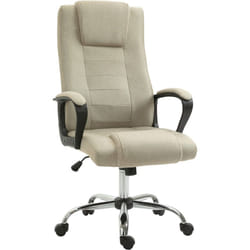 Homcom - Fauteuil de bureau à roulettes chaise manager ergonomique pivotante hauteur réglable lin beige