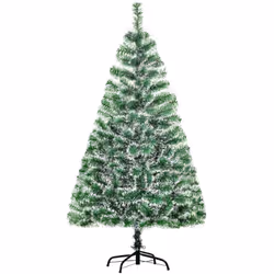 Sapin de Noël artificiel aspect enneigé Ø 75 x 150H cm 416 branches épines imitation Nordmann grand réalisme