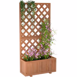 Sublimez votre extérieur avec cette jardinière sur pied et son treillis en bois de sapin pré-huilé. Caractéristiques : - Jard ...