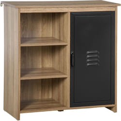 Homcom - Buffet design industriel - meuble de rangement 3 niches placard - effet bois métal noir