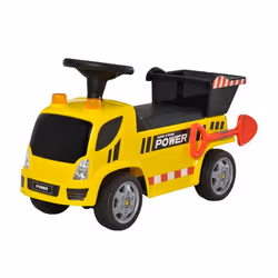 Porteur enfant camion 18-36 mois benne basculante pelle effets sonores lumineux noir jaune