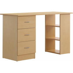 Homcom - Bureau informatique table multi-fonctions 3 tiroirs 2 étagères dim. 120L x 49l x 72H cm mdf aspect bois clair