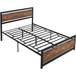 Homcom - Lit double design industriel - tête de lit, pied de lit et sommier - dim. 195L x 144l x 103H cm - compatible matelas 190L x 140l cm - acier