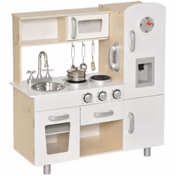 Cuisine Bois Jeu dimitation - HOMCOM - Bambi - Blanc - 5 pièces - Mixte