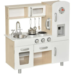 Cuisine Bois Jeu dimitation - HOMCOM - Bambi - Blanc - 5 pièces - Mixte