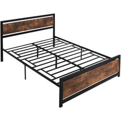 Homcom - Lit double design industriel - tête de lit, pied de lit et sommier - dim. 208L x 167l x 103H cm - compatible matelas 200L x 160l cm - acier