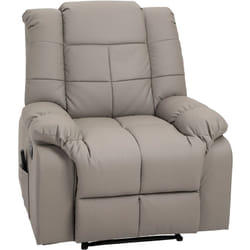 Fauteuil luxe de relaxation et massage inclinaison dossier repose-pied réglable revêtement synthétique gris