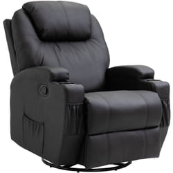 Fauteuil luxe de relaxation et massage inclinaison dossier repose-pied réglable revêtement synthétique noir