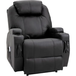Fauteuil luxe de relaxation et massage inclinaison dossier repose-pied électrique revêtement synthétique noir