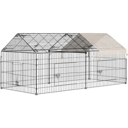 Parc enclos métal époxy cage extérieure dim. 2,20L x 1,03l x 1,03H m 3 portes et trappe surface abrité pe beige