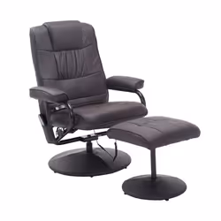 HOMCOM Fauteuil de Massage et Relaxation électrique pivotant inclinable avec Repose-Pied revêtement synthétique Chocolat