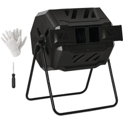 Outsunny - Composteur de jardin - bac à compost pour déchets - rotatif 360° - double chambre 160 l - acier pp noir