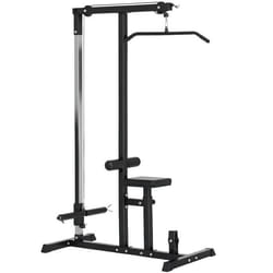 Station de musculation pour tirage poitrine - lat pulldown machine avec bande de résistance - banc de musculation - acier PVC noir