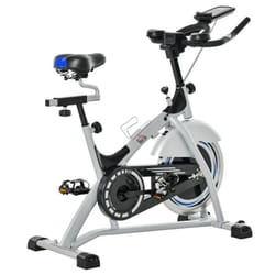 HOMCOM Vélo dappartement cardio vélo exercice biking écran LCD guidon selle réglables support Ipad porte-gobelet intégrés