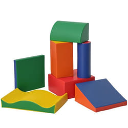 7 blocs de construction en mousse XXL - modules de motricité - jouets éducatifs - certifiés normes EN71-1-2-3 - mousse EPE revêtement PU multicolore