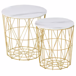 Ce superbe lot de 2 tables basses gigognes rondes style néo-rétro apportera une touche d'élégance supplémentaire à votre inté ...