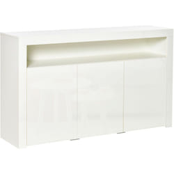 Buffet led - meuble de rangement led - 3 placards avec étagère et grande niche - panneaux particules mdf blanc laqué - Homcom
