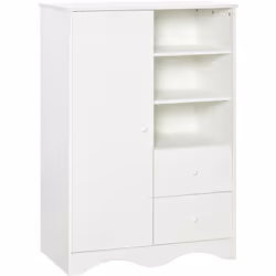Cette armoire meuble multi-rangements d'un design sobre et moderne coloris blanc est idéal pour intégrer votre chambre, entré ...
