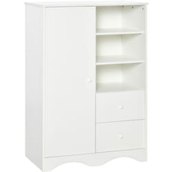 Homcom - Armoire - meuble multi-rangements - placard porte 5 étagères, 3 niches, 2 tiroirs - panneaux de particules blanc