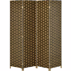 Succombez au charme de ce superbe paravent intérieur 4 panneaux en bois de peuplier et fibres de papier tressé coloris chocol ...