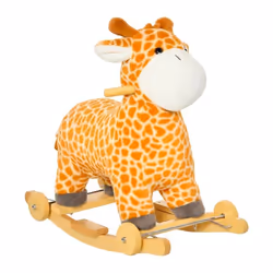 HOMCOM - Cheval à Bascule - Peluche Courte - 63x38x63cm - Jaune