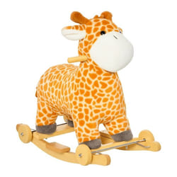 HOMCOM - Cheval à Bascule - Peluche Courte - 63x38x63cm - Jaune