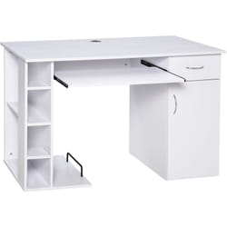 Homcom - Bureau informatique multimédia multi-rangements avec étagère tiroir tablette clavier mdf 120 x 60 x 74 cm blanc