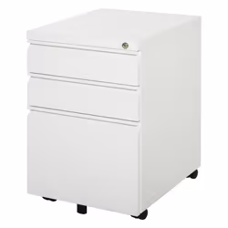 Caisson de Bureau Rangement Bureau sur Roulettes 3 Tiroirs Verrouillables 39l x 48P x 60H cm blanc